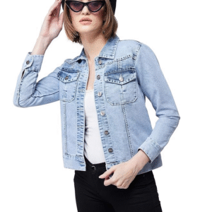 Women's Full Sleeves Short Length Denim Jacket